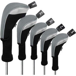 5pcs/Set Golf 460cc Driver Wood Head Covers with Long Neck and Interchangeable